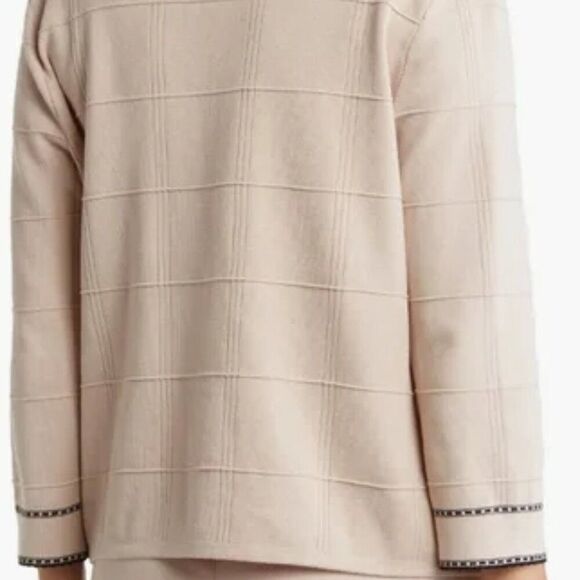Tipped Button Front Cardigan Champagne Blush/ Black XL NWT - Picture 7 of 11